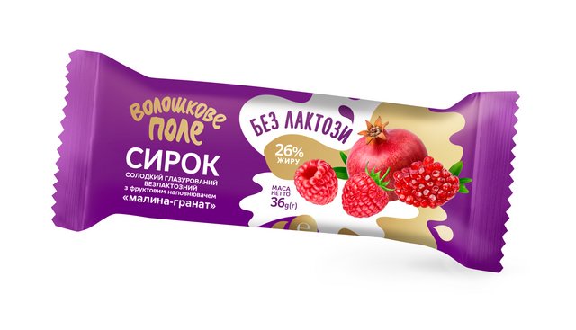 Сирок глазурований ВОЛОШКОВЕ ПОЛЕ малина-ганат, 26%, 36г